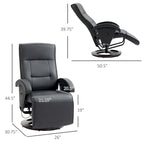 HOMCOM PU Recliner with Footrest, Lounge Chair with 135 Adjustable Backrest, Swivel Wood Base