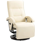 HOMCOM PU Recliner with Footrest, Lounge Chair with 135 Adjustable Backrest, Swivel Wood Base