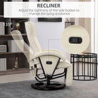 HOMCOM PU Recliner with Footrest, Lounge Chair with 135 Adjustable Backrest, Swivel Wood Base