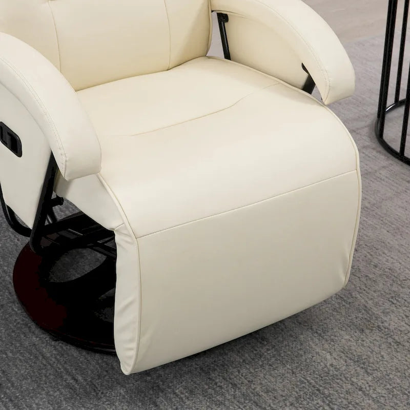 HOMCOM PU Recliner with Footrest, Lounge Chair with 135 Adjustable Backrest, Swivel Wood Base