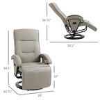 HOMCOM PU Recliner with Footrest, Lounge Chair with 135 Adjustable Backrest, Swivel Wood Base