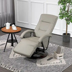 HOMCOM PU Recliner with Footrest, Lounge Chair with 135 Adjustable Backrest, Swivel Wood Base
