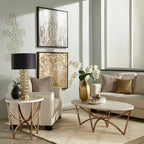 Vittoria Champagne Gold Table Set or Coffee Table with White Faux Marble Top by iNSPIRE Q Bold
