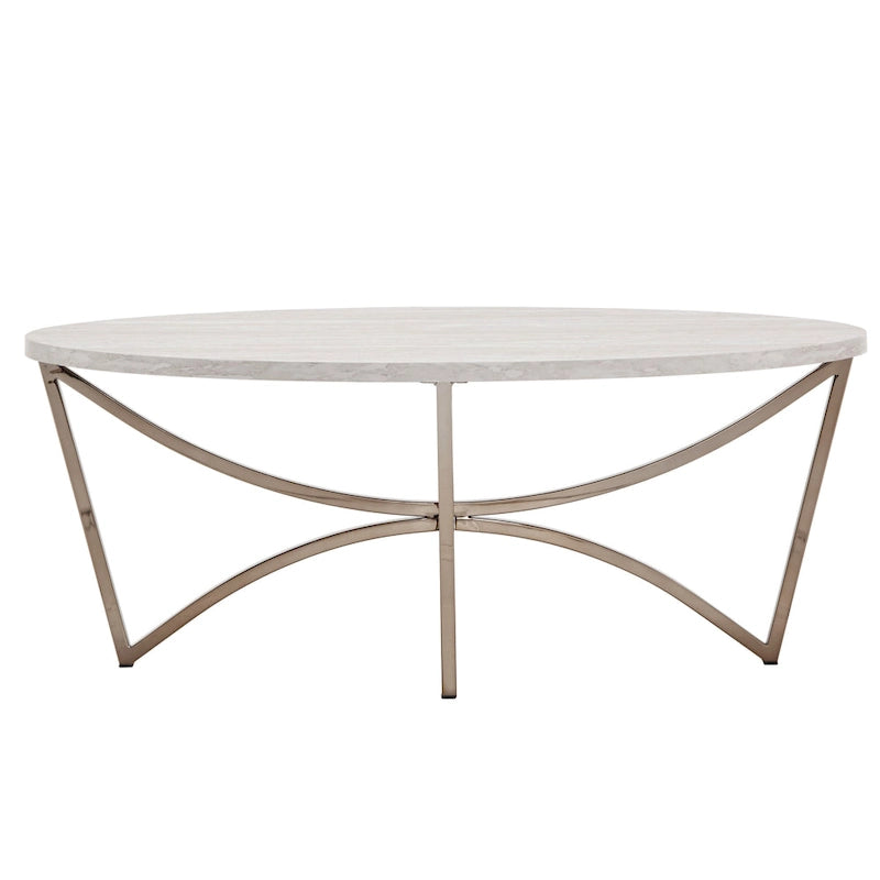 Vittoria Champagne Gold Table Set or Coffee Table with White Faux Marble Top by iNSPIRE Q Bold