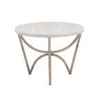 Vittoria Champagne Gold Table Set or Coffee Table with White Faux Marble Top by iNSPIRE Q Bold
