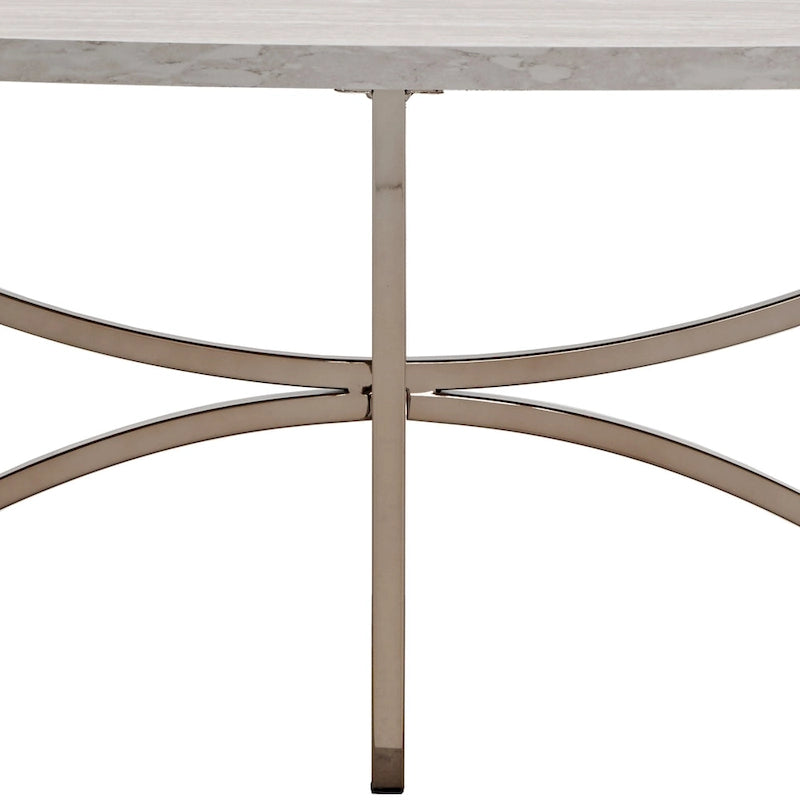 Vittoria Champagne Gold Table Set or Coffee Table with White Faux Marble Top by iNSPIRE Q Bold