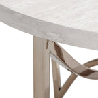 Vittoria Champagne Gold Table Set or Coffee Table with White Faux Marble Top by iNSPIRE Q Bold
