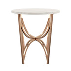 Vittoria Champagne Gold Table Set or Coffee Table with White Faux Marble Top by iNSPIRE Q Bold