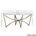 Vittoria Champagne Gold Table Set or Coffee Table with White Faux Marble Top by iNSPIRE Q Bold