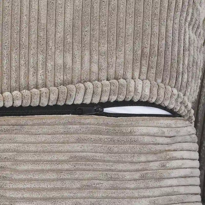 142 L-shape Oversized Corduroy Sectional Sofa Classic Deep Couch with Ottoman