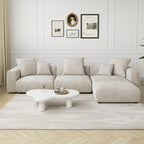 142 L-shape Oversized Corduroy Sectional Sofa Classic Deep Couch with Ottoman
