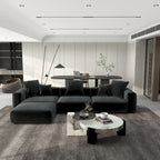 142 L-shape Oversized Corduroy Sectional Sofa Classic Deep Couch with Ottoman