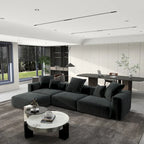 142 L-shape Oversized Corduroy Sectional Sofa Classic Deep Couch with Ottoman