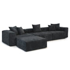 142 L-shape Oversized Corduroy Sectional Sofa Classic Deep Couch with Ottoman