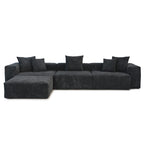 142 L-shape Oversized Corduroy Sectional Sofa Classic Deep Couch with Ottoman