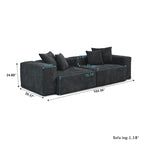 142 L-shape Oversized Corduroy Sectional Sofa Classic Deep Couch with Ottoman