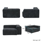 142 L-shape Oversized Corduroy Sectional Sofa Classic Deep Couch with Ottoman