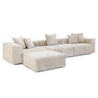 142 L-shape Oversized Corduroy Sectional Sofa Classic Deep Couch with Ottoman