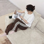 142 L-shape Oversized Corduroy Sectional Sofa Classic Deep Couch with Ottoman