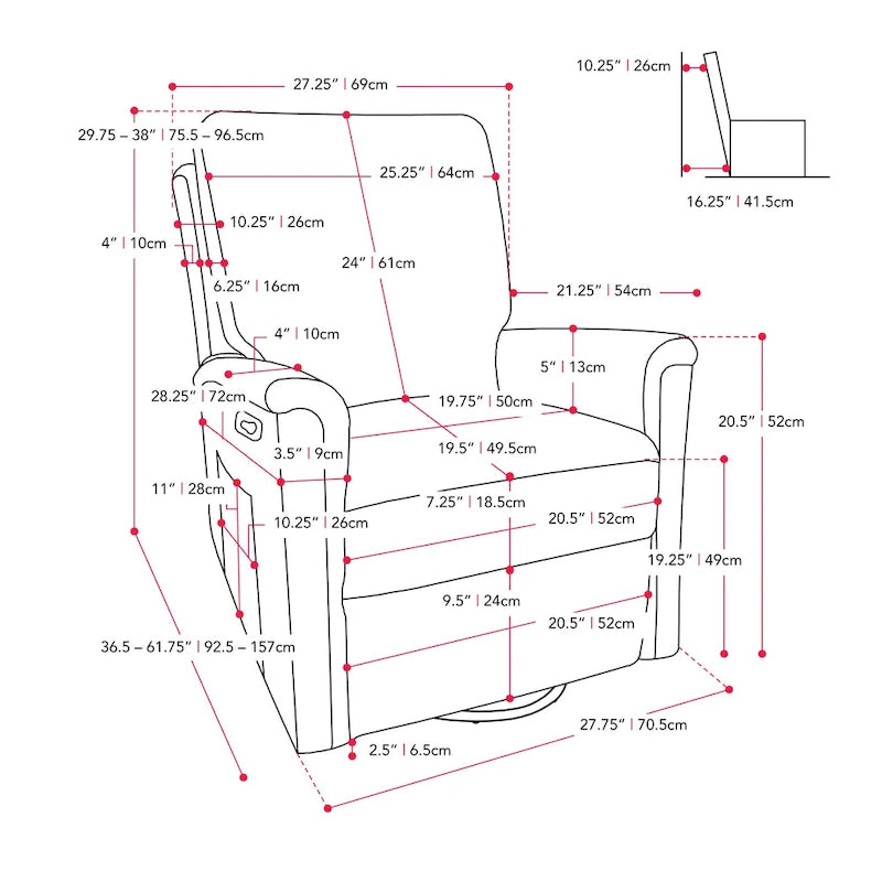 Swivel Glider Recliner Chair with Footrest