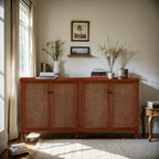 Art Leon Woven Rattan Wicker Doors Accent Cabinet Sideboards