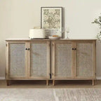 Art Leon Woven Rattan Wicker Doors Accent Cabinet Sideboards