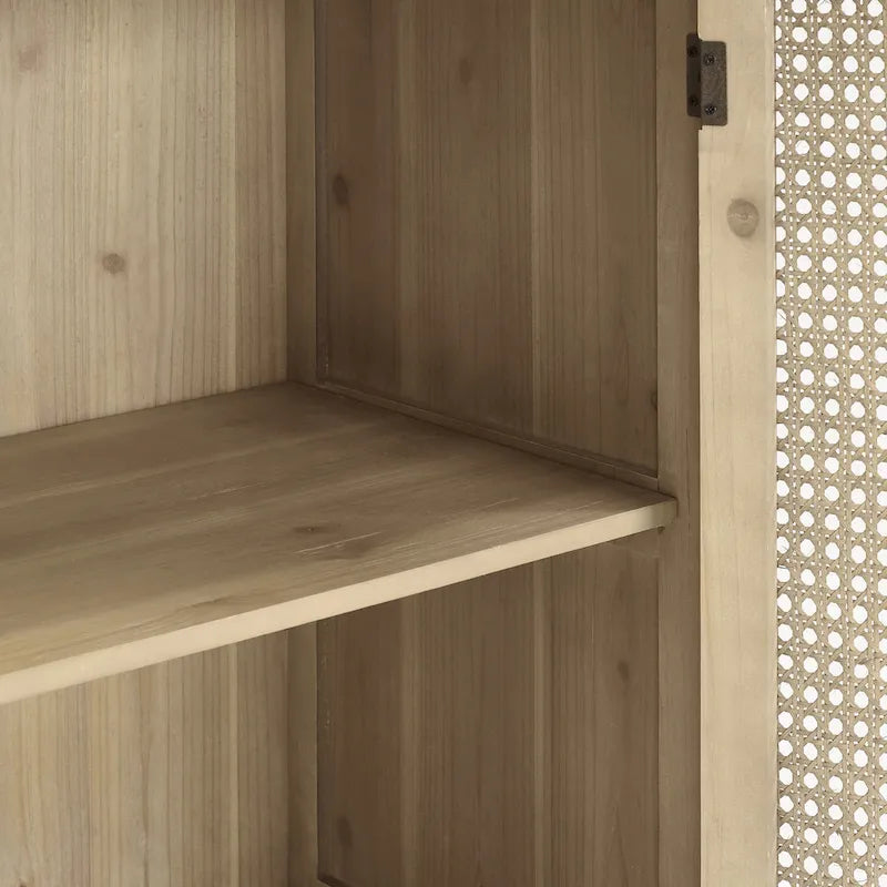 Art Leon Woven Rattan Wicker Doors Accent Cabinet Sideboards