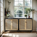 Art Leon Woven Rattan Wicker Doors Accent Cabinet Sideboards