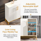 Sideboard Buffet Cabinet with Storage, Modern 4 Doors Buffets with Adjustable Shelf for Living Room Kitchen Dining Room Hallway