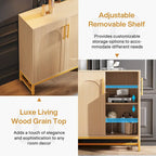 Sideboard Buffet Cabinet with Storage, Modern 4 Doors Buffets with Adjustable Shelf for Living Room Kitchen Dining Room Hallway