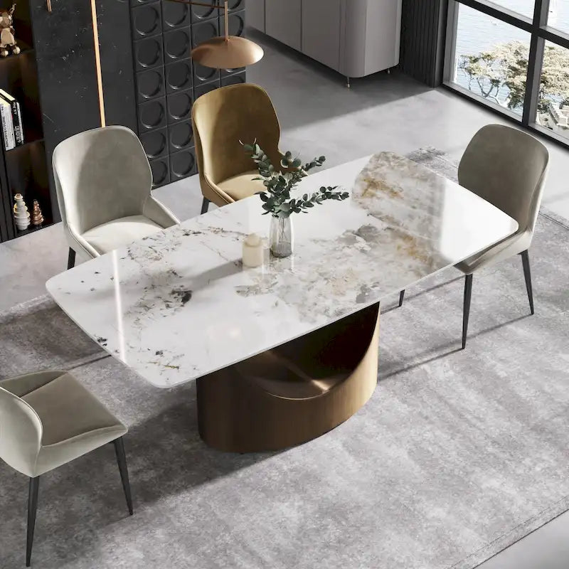 71 Modern Rectangular Sintered Stone Dining Table for 8