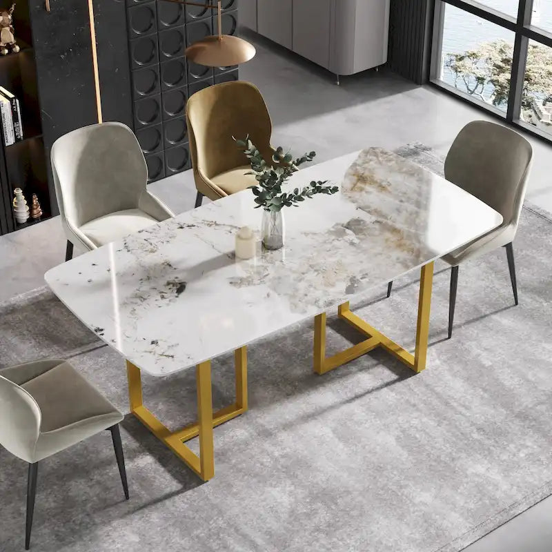 71 Modern Rectangular Sintered Stone Dining Table for 8