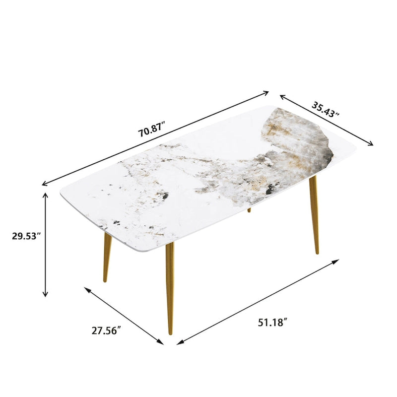 71 Modern Rectangular Sintered Stone Dining Table for 8