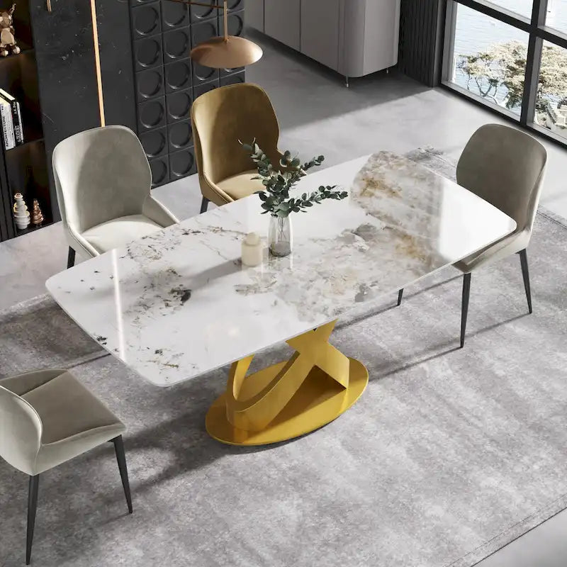 71 Modern Rectangular Sintered Stone Dining Table for 8