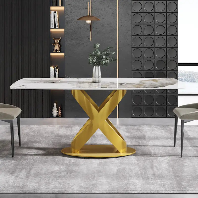 71 Modern Rectangular Sintered Stone Dining Table for 8