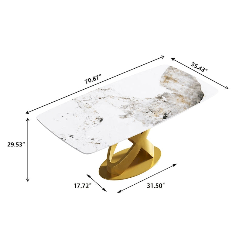 71 Modern Rectangular Sintered Stone Dining Table for 8