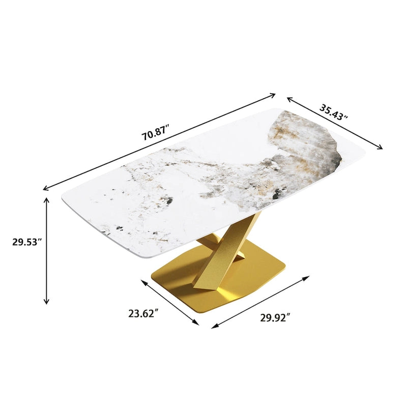 71 Modern Rectangular Sintered Stone Dining Table for 8