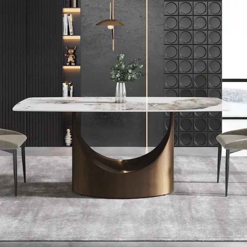 71 Modern Rectangular Sintered Stone Dining Table for 8