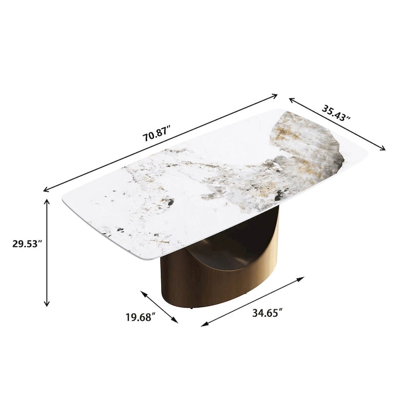 71 Modern Rectangular Sintered Stone Dining Table for 8