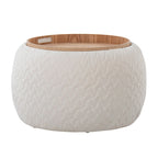 Carson Carrington Astrid Pouf with Natural Wood Tray Top