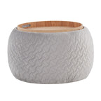 Carson Carrington Astrid Pouf with Natural Wood Tray Top