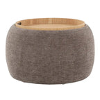 Carson Carrington Astrid Pouf with Natural Wood Tray Top