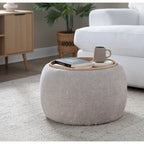 Carson Carrington Astrid Pouf with Natural Wood Tray Top
