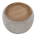 Carson Carrington Astrid Pouf with Natural Wood Tray Top
