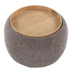 Carson Carrington Astrid Pouf with Natural Wood Tray Top