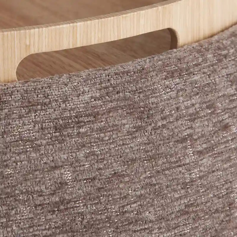 Carson Carrington Astrid Pouf with Natural Wood Tray Top