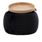 Carson Carrington Astrid Pouf with Natural Wood Tray Top