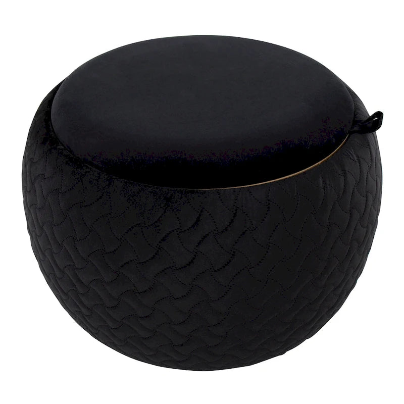 Carson Carrington Astrid Pouf with Natural Wood Tray Top