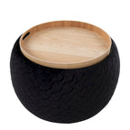 Carson Carrington Astrid Pouf with Natural Wood Tray Top