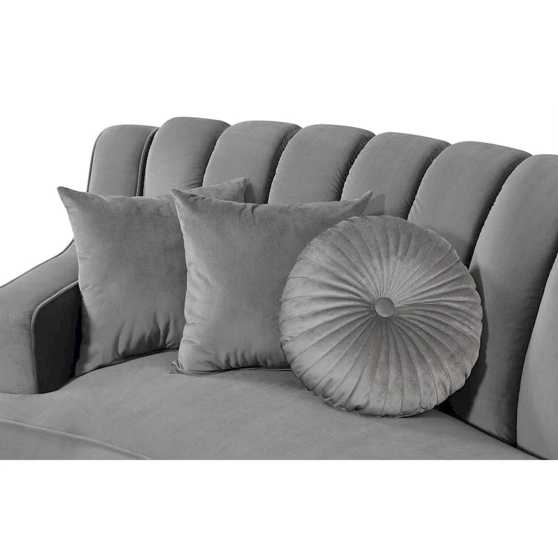 142Velvet Fabric Curve Sectional Sofa - 142